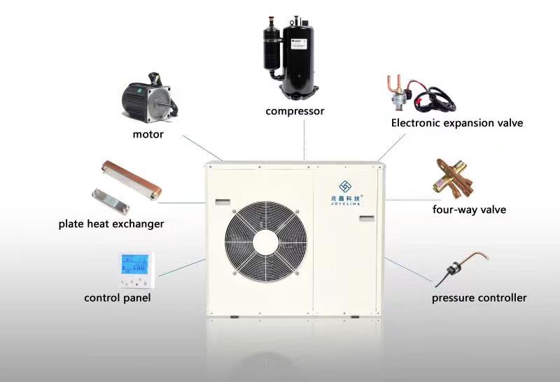 Схема оборудования низкотемпературного теплового насоса серии PRAKTIK